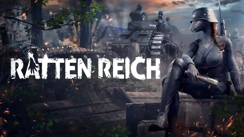 Обложка игры Ratten Reich с изображением крысы в военной форме