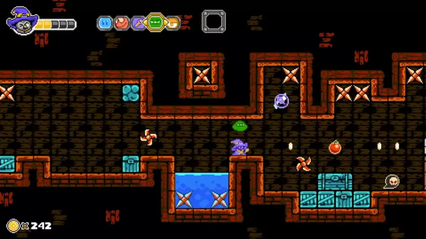 Геймплей игры Ravva and the Phantom Library в тёмных подземельях с ловушками