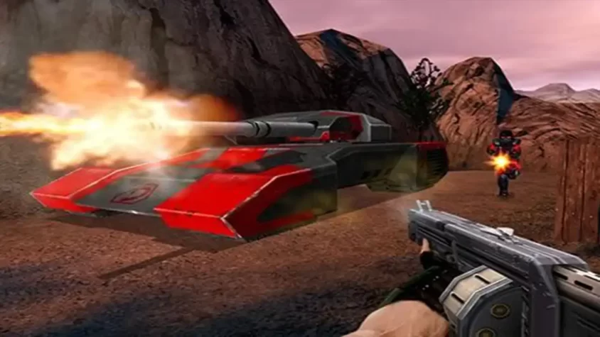 Скриншот игры Command & Conquer: Renegade — танк и бой с врагом
