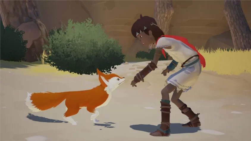 Персонаж Rime, гуляющий по обледенелой дороге с ветряными мельницами