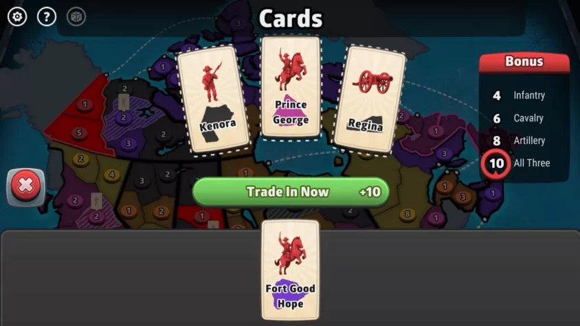 Карты в игре Risk: Global Domination, которые можно обменять на бонусы для усиления армии