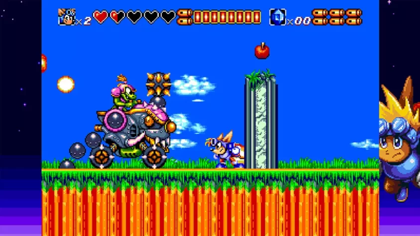 Геймплей Rocket Knight Adventures: сражение с врагами на боевой машине