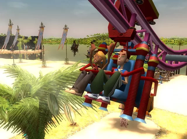 Персонажи на аттракционе в RollerCoaster Tycoon 3