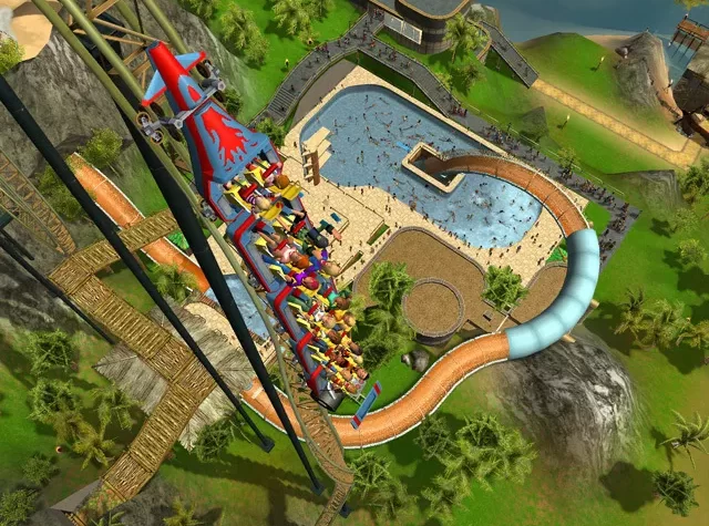 Горка и аттракцион в RollerCoaster Tycoon 3