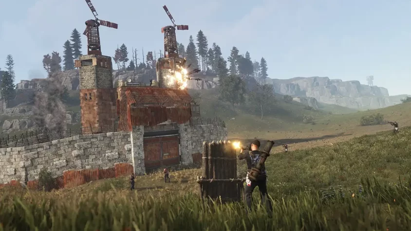 Стрельба по базе с огнемётом в Rust