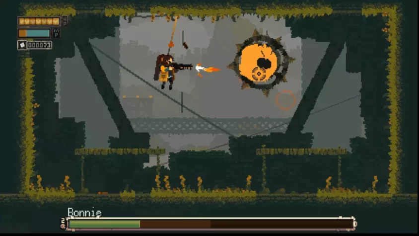 Герой игры Rusted Moss сражается с гигантским роботом