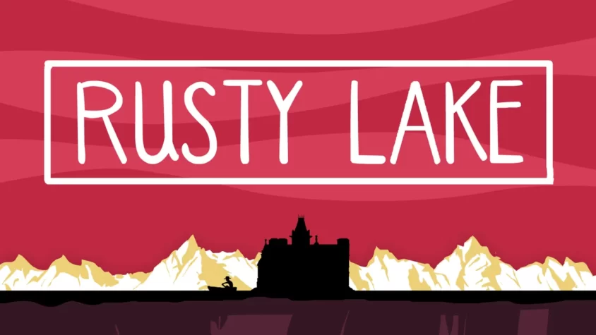 Rusty Lake Hotel Обложка игры Rusty Lake Hotel, где силуэт отеля стоит на фоне гор и озера