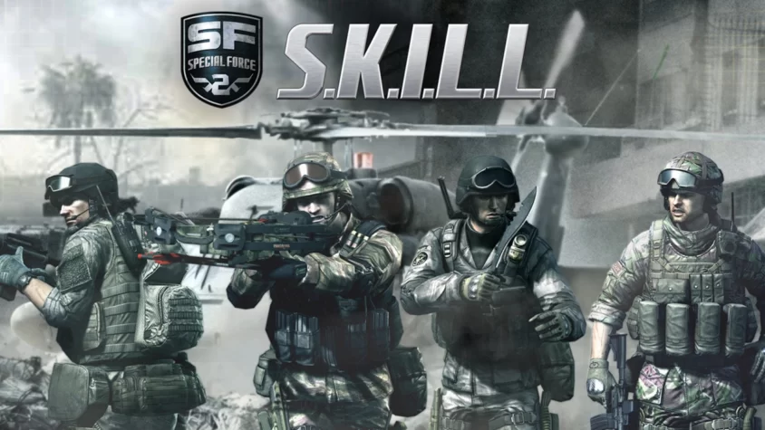 S.K.I.L.L.: Special Force 2 — Обложка игры Обложка игры S.K.I.L.L.: Special Force 2, изображение солдат с оружием на фоне разрушенного города