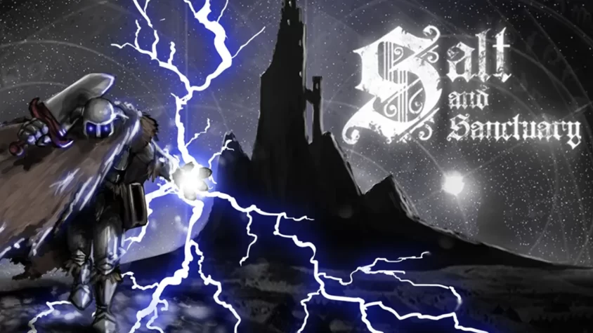Salt and Sanctuary Обложка игры Salt and Sanctuary, с рыцарем и молниями