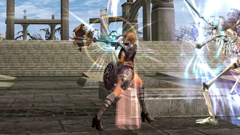 Женщина-воин, накладывающая мощное заклинание в бою