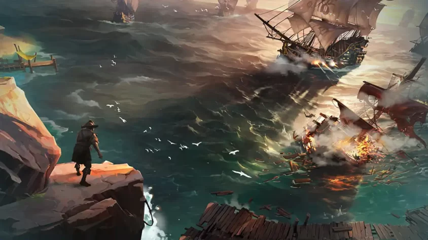 Бой на море в Sea of Conquest с кораблями вдалеке
