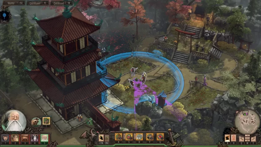 Геймплей из Shadow Tactics: Aiko’s Choice, персонажи планируют очередной хитрый ход