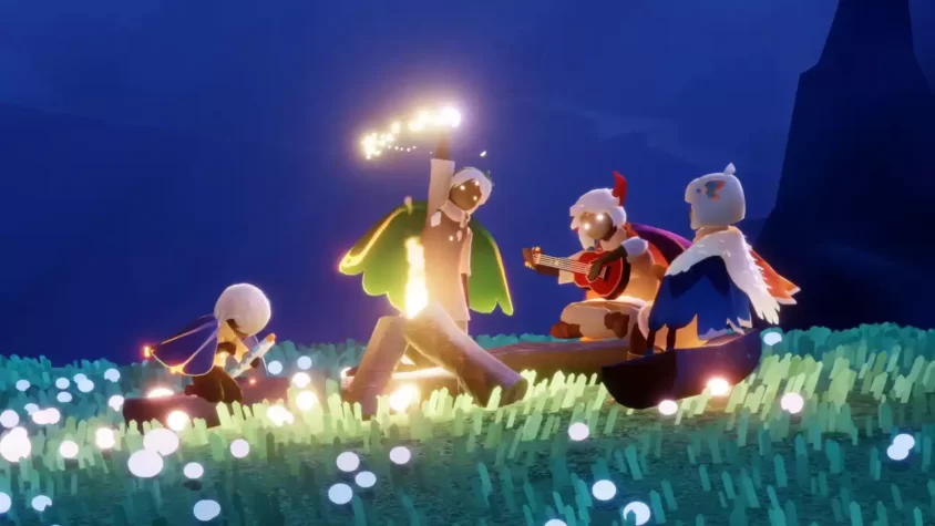 Герой в полете среди облаков в Sky: Children of the Light
