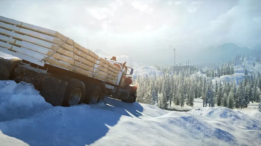 Транспорт на ледяной дороге SnowRunner
