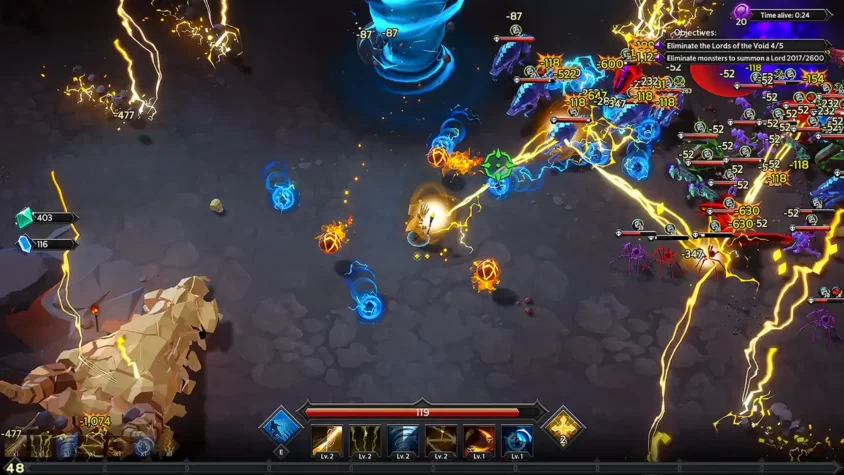 Большая битва с врагами в Soulstone Survivors