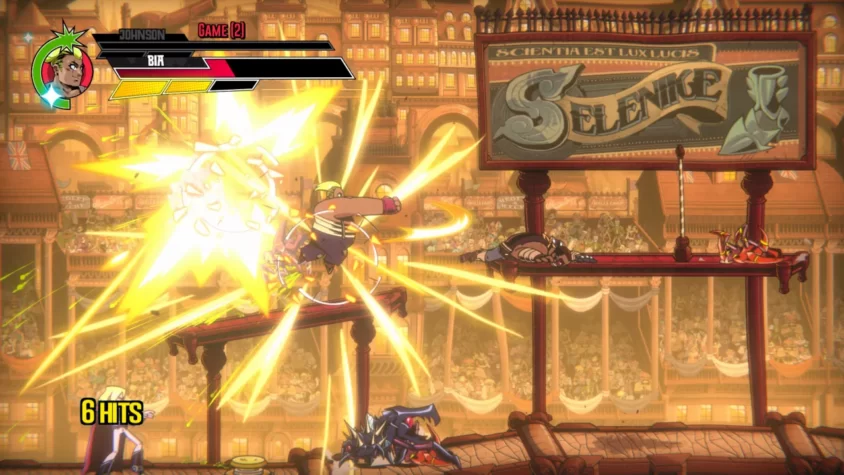 Персонажи в бою в игре Speed Brawl с яркими спецэффектами и эффектами ударов