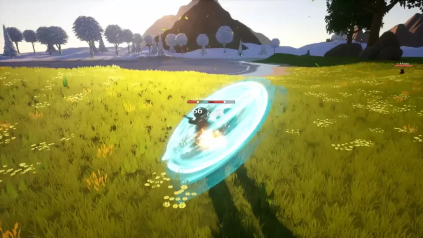 Персонаж использует атакующее умение на врага в игре Spire Horizon