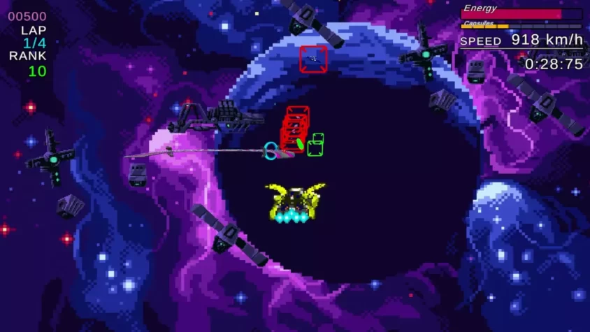 Геймплей игры Star Racer в космосе с элементами битвы