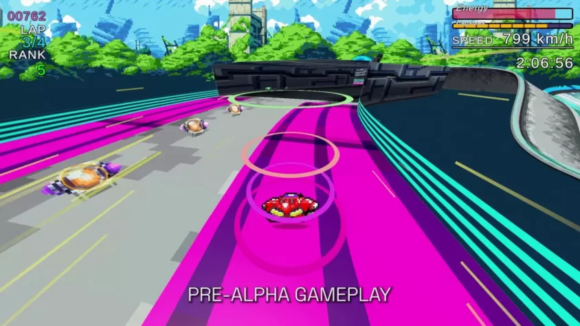 Геймплей игры Star Racer с яркими и футуристичными трассами
