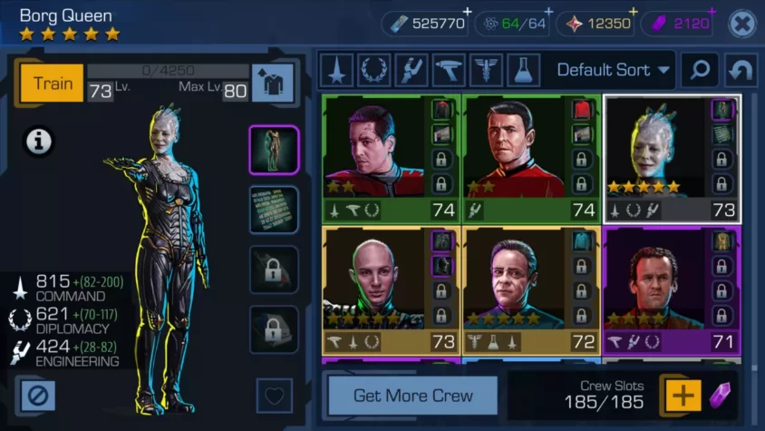 Управление экипажем в Star Trek: Timelines - Бург Королева и её звездные товарищи, готовые к обучению