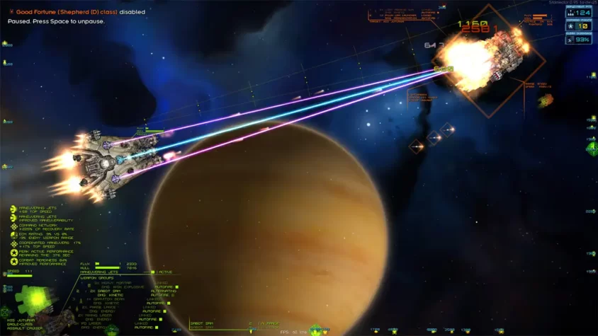 Скриншот Starsector с настройкой оружия