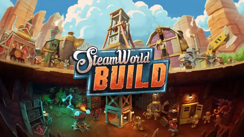 SteamWorld Build: Где роботы строят, а вы разрушаете Обложка игры SteamWorld Build, где все выглядит как механизированный ковбойский рай