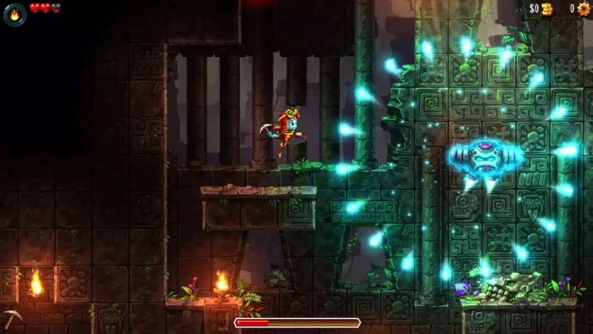 Старые руины и враги в SteamWorld Dig 2
