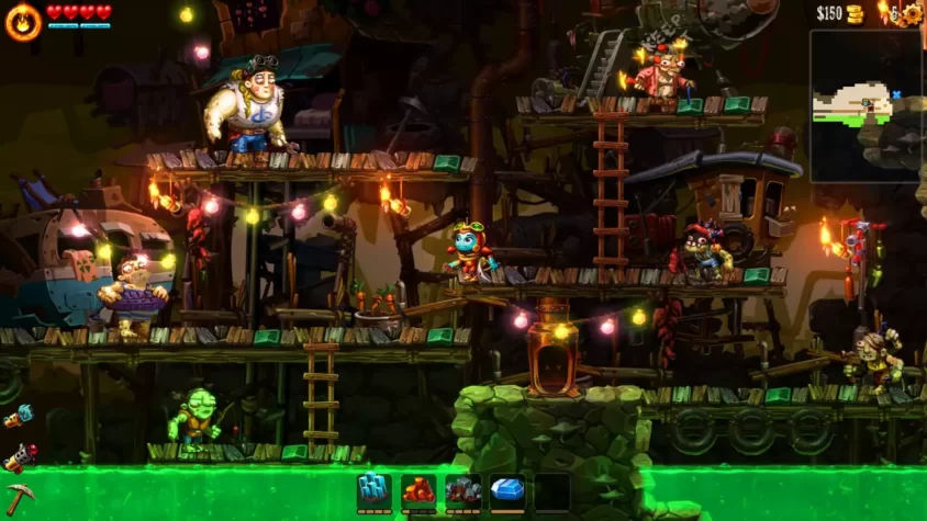 Персонажи и свет в SteamWorld Dig 2