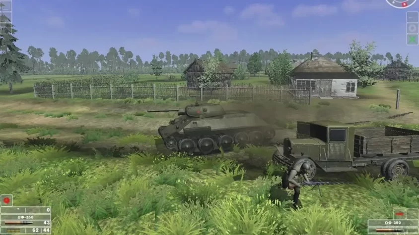 Скриншот игры Steel Fury: Kharkov 1942 — танк Т-34 в поле