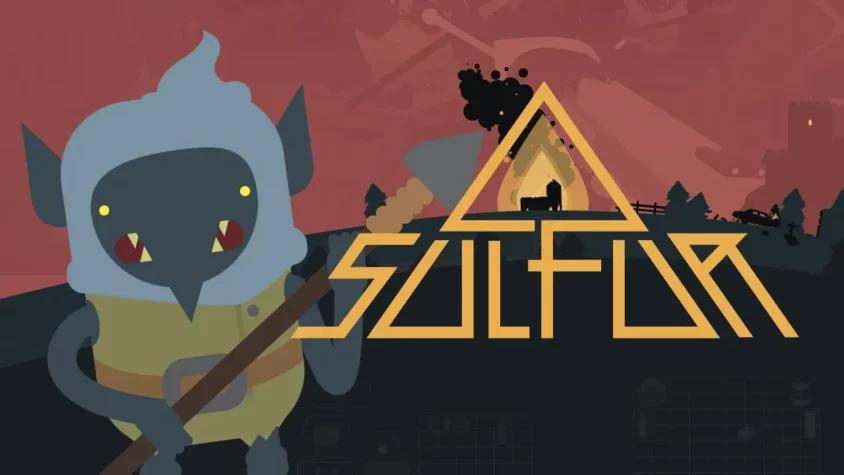 Обложка игры Sulfur Обложка игры Sulfur, где изображен забавный монстр с топором на фоне угрожающего пейзажа