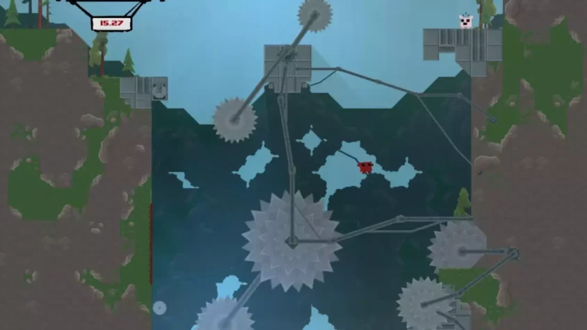 Платформы и шипы в игре Super Meat Boy
