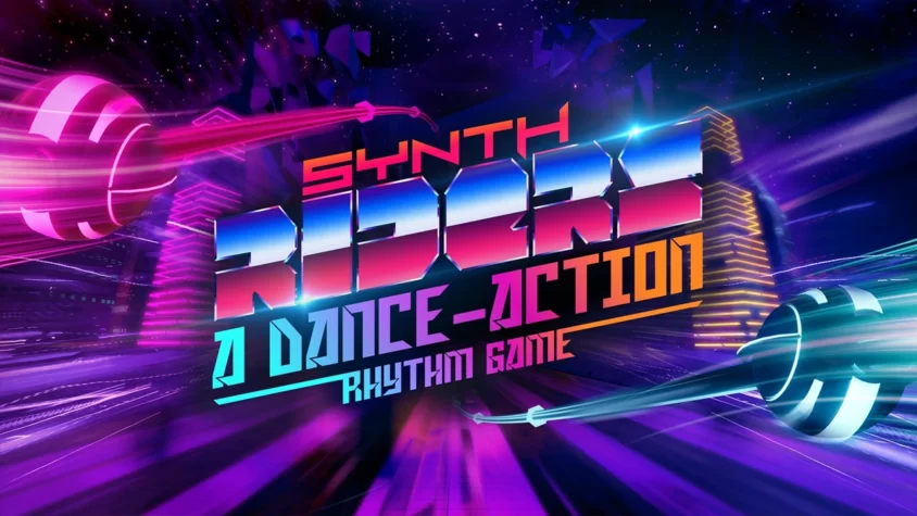 Synth Riders: Данс-экшен ритм-игра Обложка игры Synth Riders с яркими цветами и динамичной графикой
