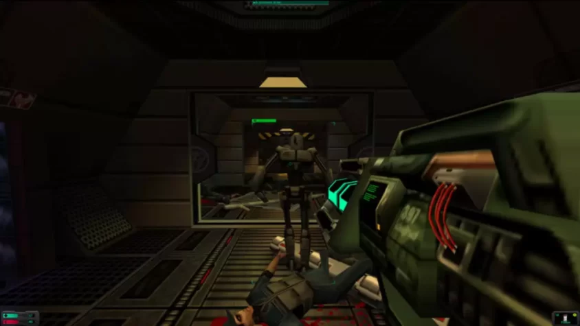Сражение с роботом в System Shock 2