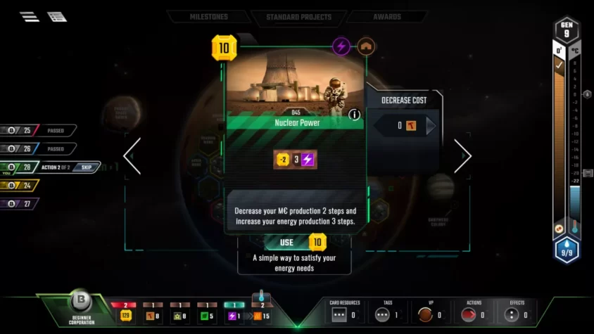 Выбор карты в Terraforming Mars