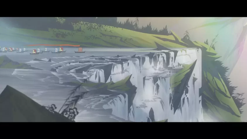 Персонажи The Banner Saga 2 на фоне природы