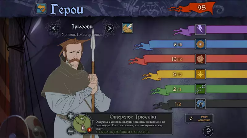 Экран героя с выбором способностей