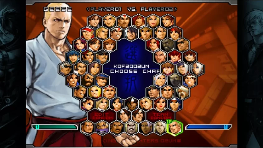 Выбор персонажей в игре The King of Fighters 2002