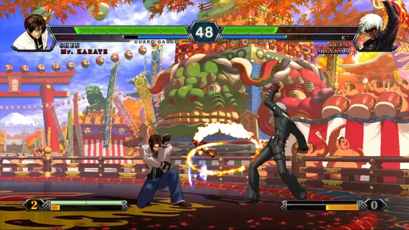 Бой на фоне осени в The King of Fighters XIII Global Match