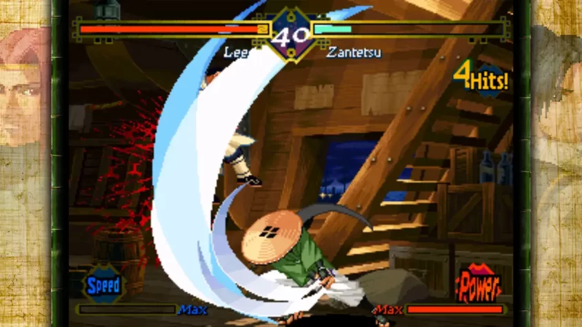 Скриншот из игры The Last Blade: очередной мощный удар