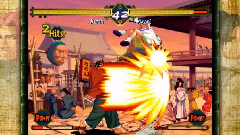 Скриншот из игры The Last Blade: эффектный и разрушительный прием