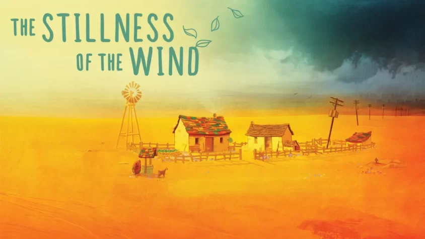 The Stillness of the Wind - Обложка игры Обложка игры, пустынный пейзаж с домиками и ветром
