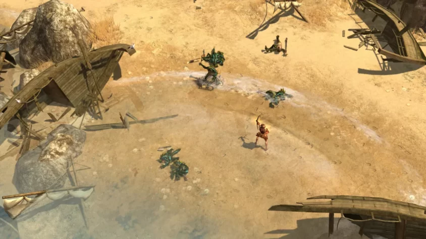 Бой на пляже в игре Titan Quest