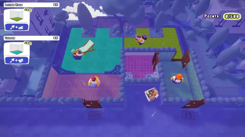 Меню выбора игроков в игре Tools Up! с четырьмя персонажами