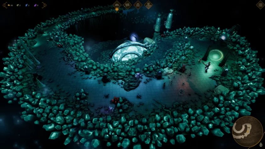 Мистическое место в игре Tower of Time, окружённое кристаллами и загадочным светом