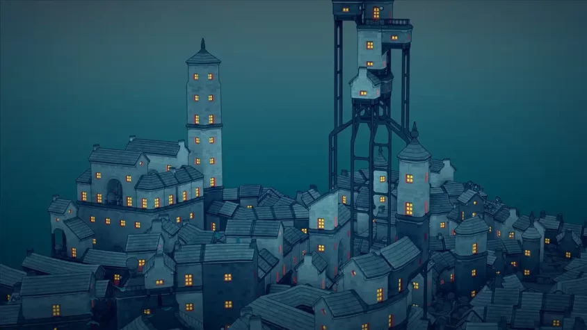 Город на воде в Townscaper