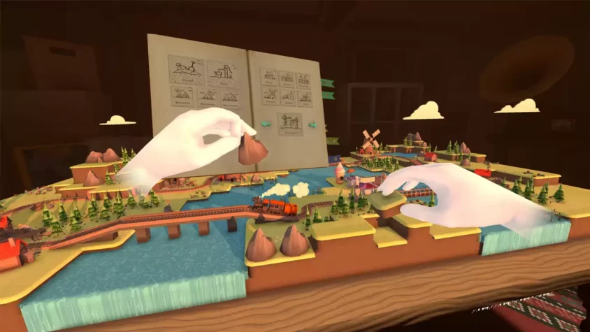 Игровой процесс Toy Trains VR - строим железную дорогу с помощью рук
