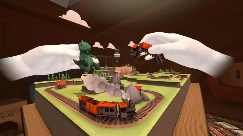 Игровой процесс Toy Trains VR - опасности в виде лавы