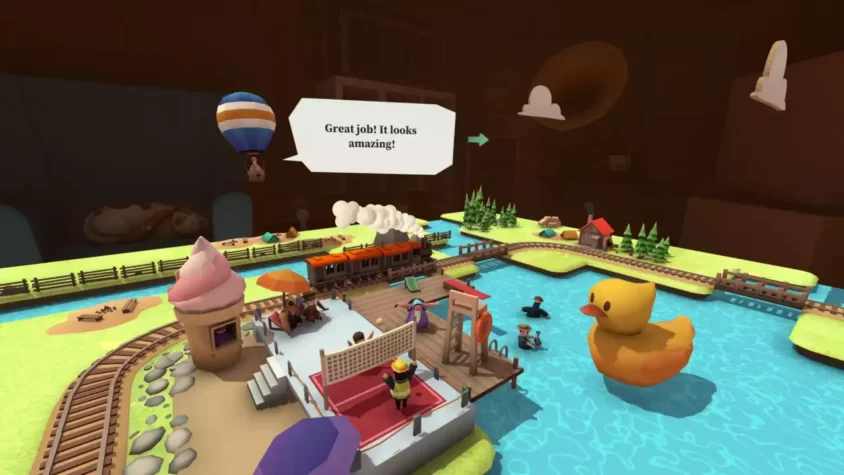 Игровой процесс Toy Trains VR - поезда и динозавр