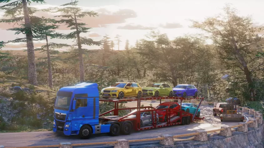Транспортировка строительной техники на грузовике в Truck & Logistics Simulator