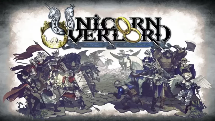 Обложка игры Unicorn Overlord, где сражаются герои и мифические существа
